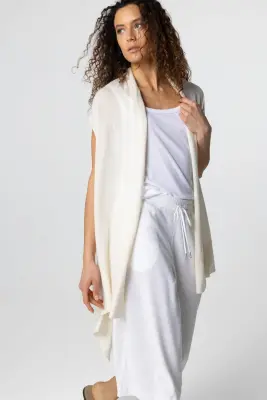 Gilet Milk Col Châle Sans Manches en Cachemire — photo 4