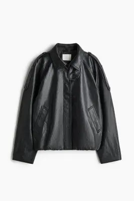 Veste oversize en tissu enduit - Noir — photo 5