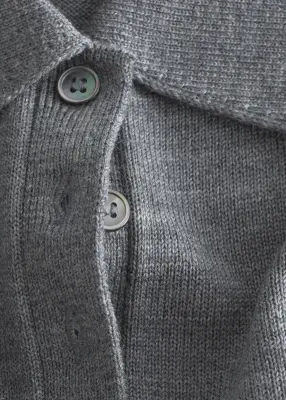 T-shirt polo en laine - Gris chiné foncé — photo 2