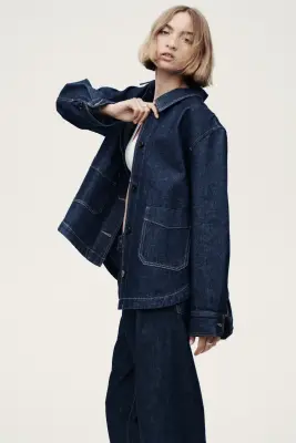 Denim shacket - Bleu denim foncé — photo 4