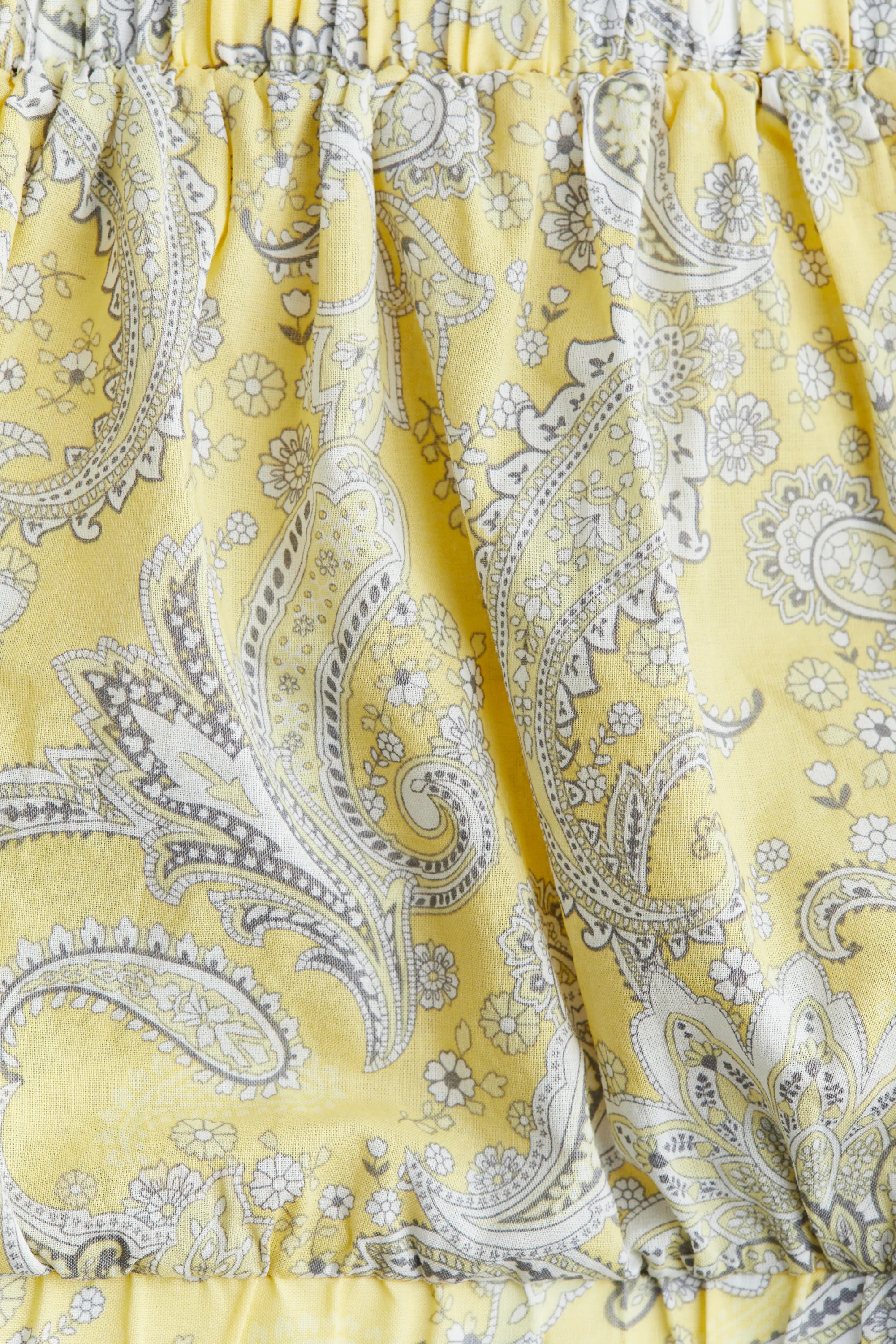 Lacing-detail cotton blouse - Jaune clair/motif cachemire