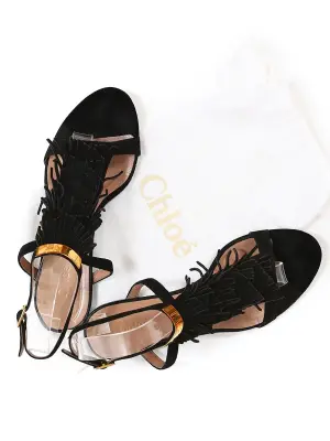 Sandales plates à franges en suède noir Prix boutique 450€ Taille 38 — photo 4
