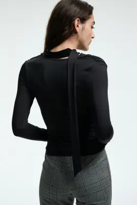 Top avec détail façon écharpe - Noir — photo 2