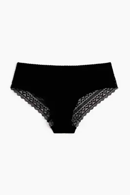 Lot de 3 culottes Hipster en coton et dentelle - Noir — photo 3