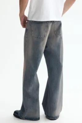 Loose Bootcut Jeans - Bleu denim délavé — photo 3