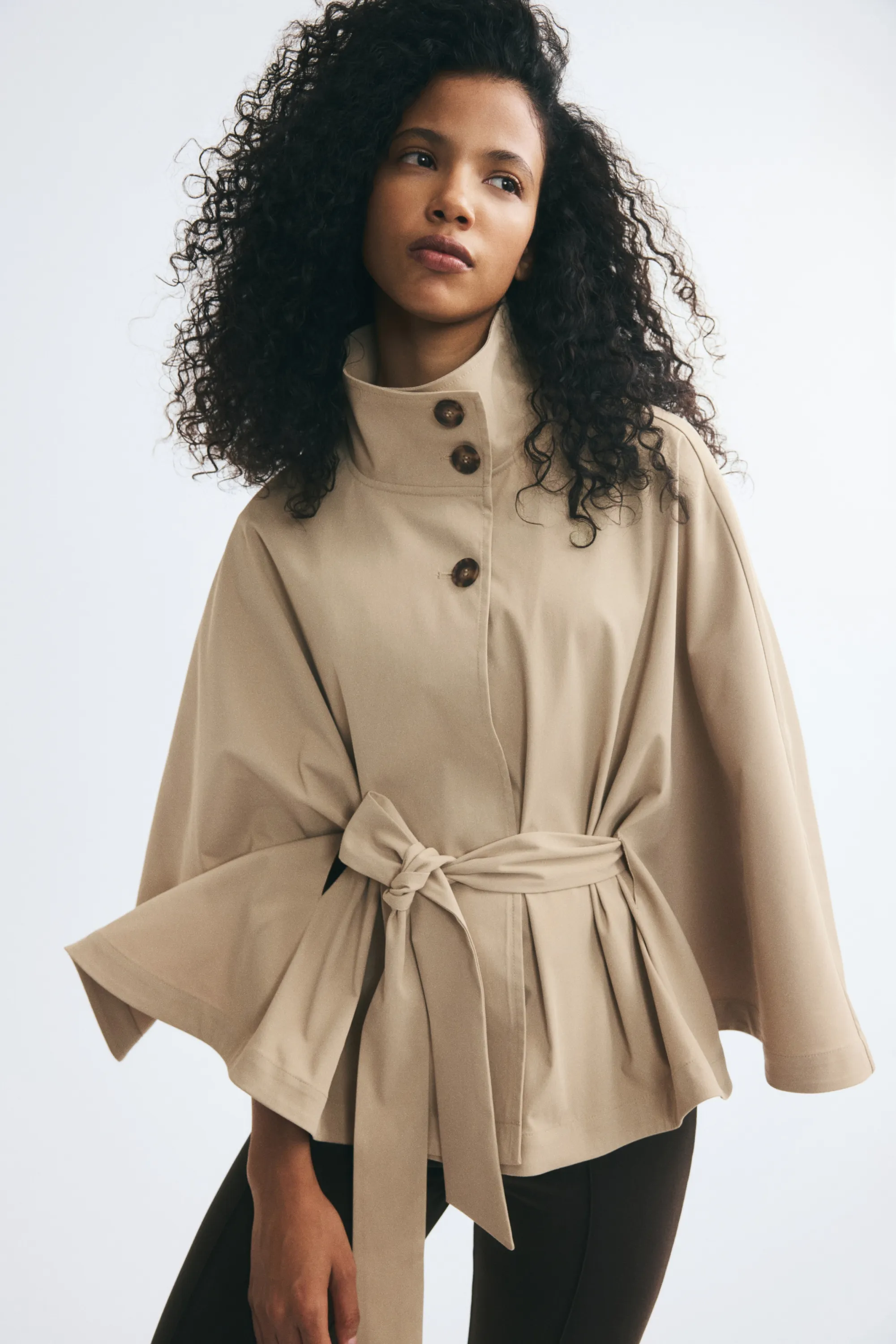 Veste cape en twill - Beige clair
