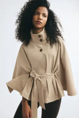 Veste cape en twill - Beige clair — photo 1