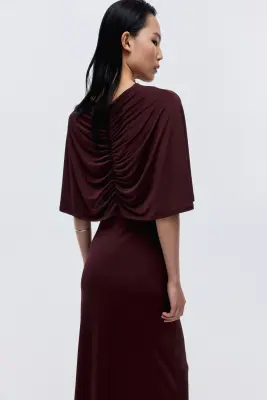 Robe cape en jersey - Prune chocolat — photo 2
