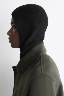 CAGOULE CÔTELÉE LAINE-CACHEMIRE - NOIR — photo 3