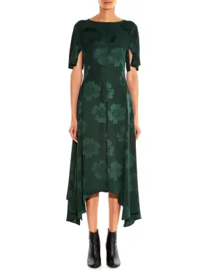 Robe Stoney Magnolia en jacquard de soie vert impérial Prix boutique 1345€ Taille 36/38 — photo 5