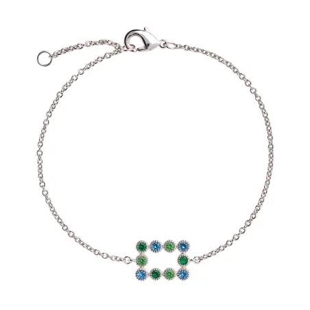 Bracelet Argent Rhodié - Oxyde de Zirconium vert et bleu Go Mademoiselle 601593