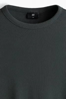 T-shirt à manches longues Slim Fit en coton - Gris foncé — photo 5
