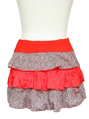 Mini jupe à volants en soie rouge vif et coton imprimé liberty NEUVE Taille 34 — photo 4
