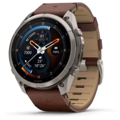 Garmin Fenix 9 Pro InReach amoled 51mm Sapphire Titane bracelet cuir noisette 010-04337-41 — photo 3