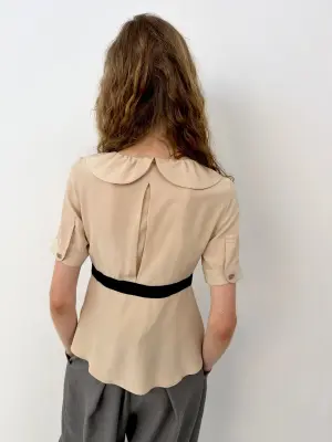 Beige & Black Bow Blouse — photo 4