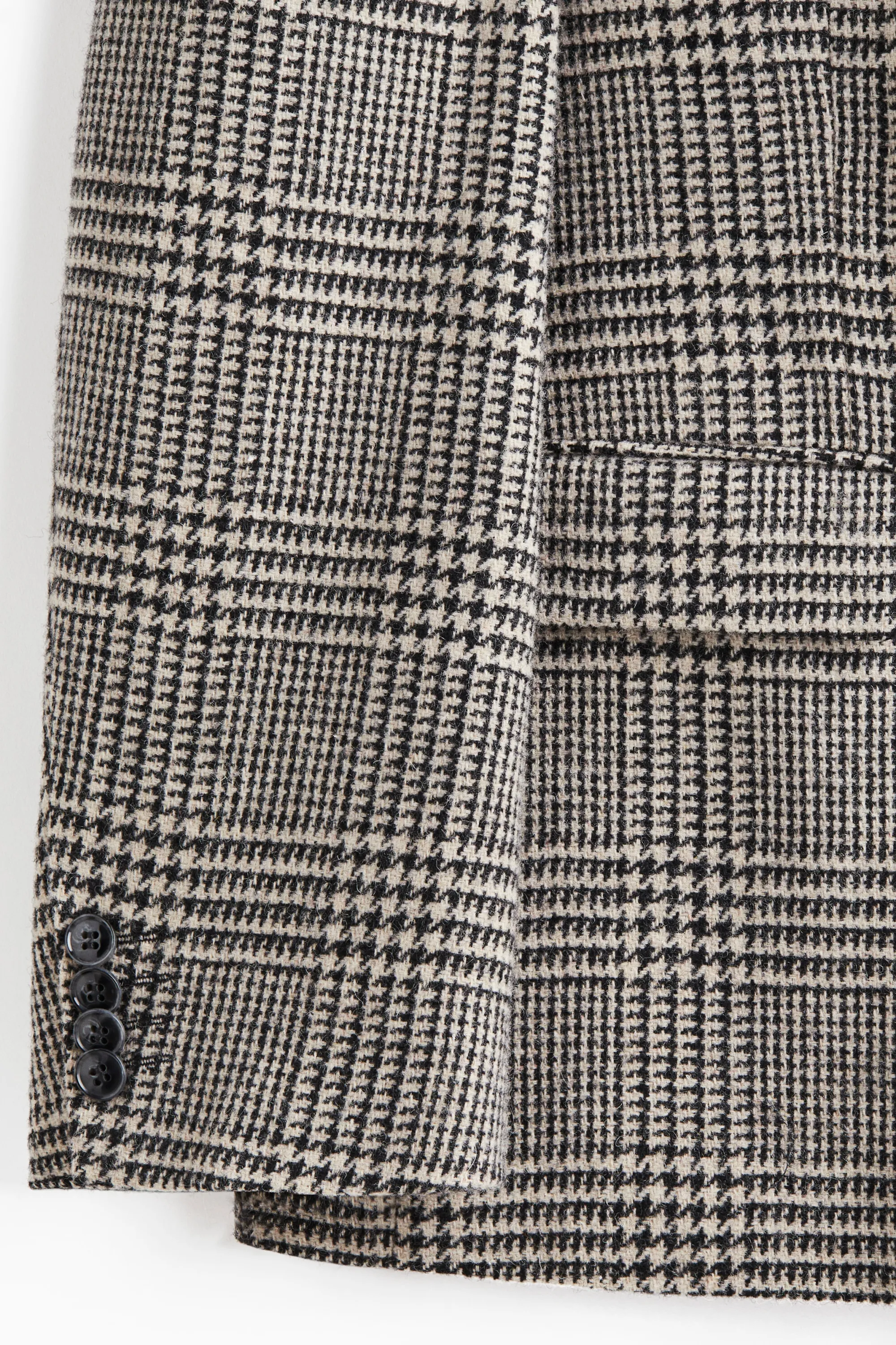 Veste Relaxed Fit en laine mélangée - Beige/carreaux noirs