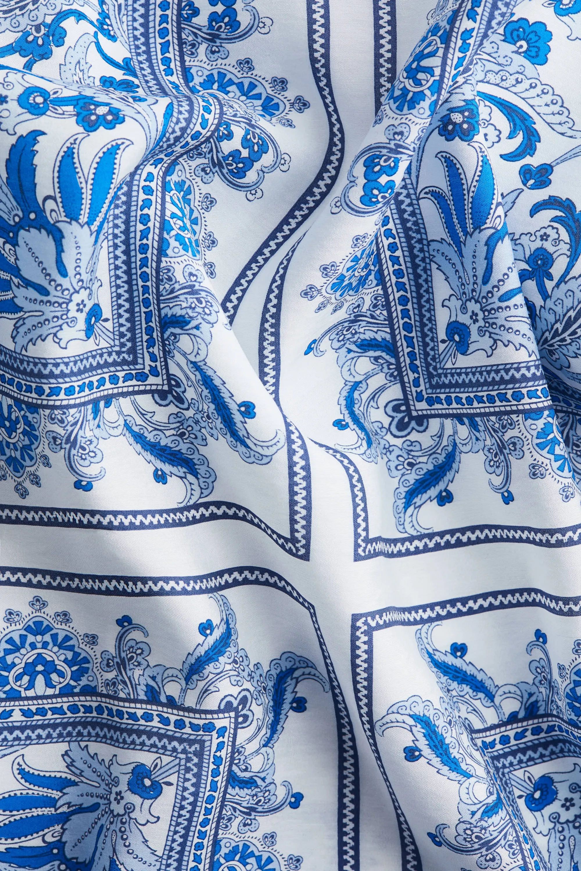 Robe à bretelles fines - Blanc/motif bleu