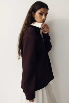 Polo de rugby oversize - Violet prune — photo 2