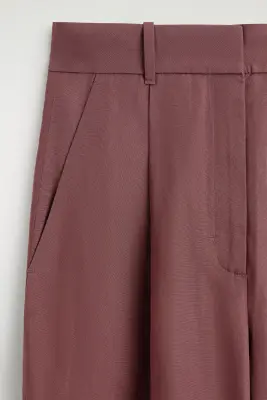 PANTALON LARGE EN LIN MÉLANGÉ DÉCONTRACTÉ - ROUILLE — photo 4