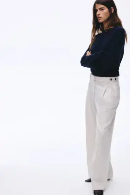 Pantalon chic à jambes larges - Blanc — photo 5