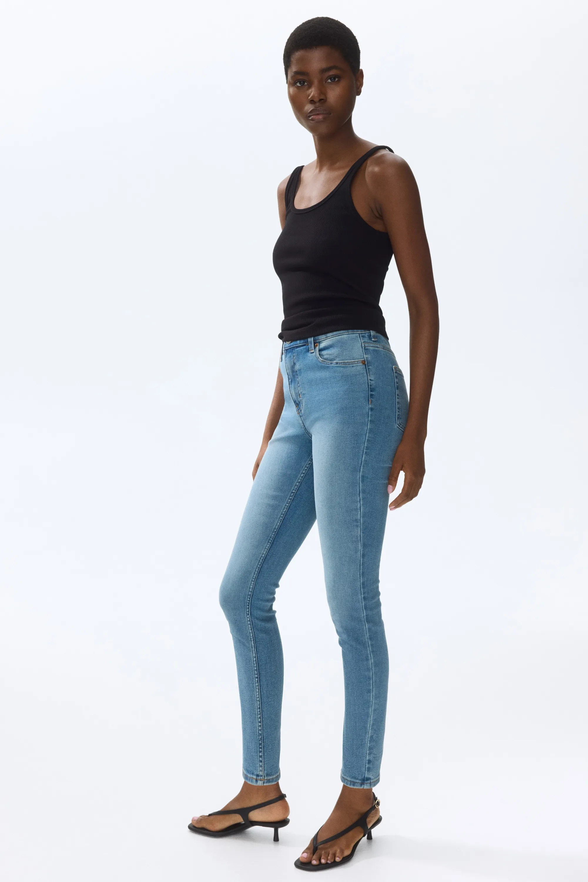 Skinny High Waist Jeans - Bleu denim clair