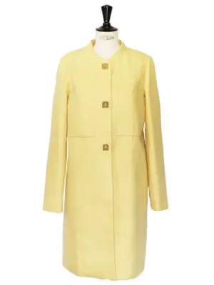 Veste manteau en chanvre et soie jaune citron doux Px boutique 2750€ Taille 38 — photo 1