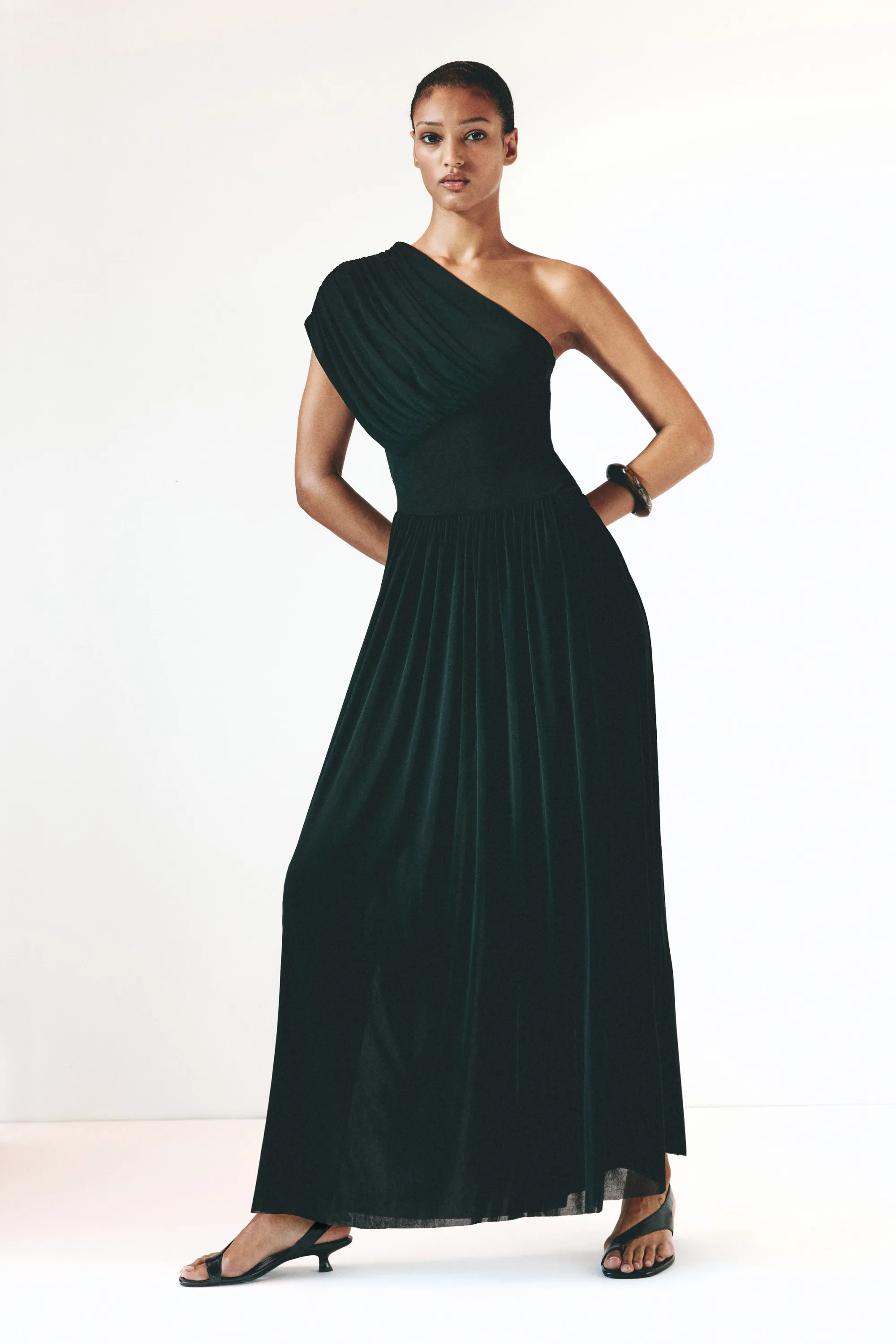 Robe asymétrique à effet drapé - Noir