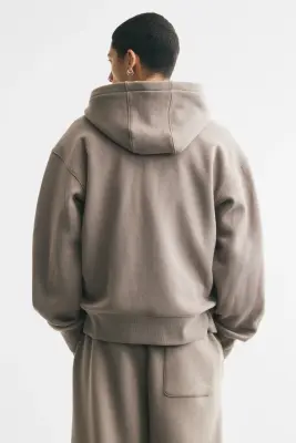 Veste à capuche zippée Relaxed Fit - Beige — photo 2