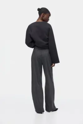 Pantalon large - Gris foncé/rayures tennis — photo 3