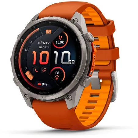Garmin Fenix 9 Pro InReach amoled 47mm Sapphire Titane bracelet ocre/orange 010-04336-01