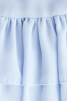 Blouse volantée avec liens à nouer - Bleu clair — photo 4