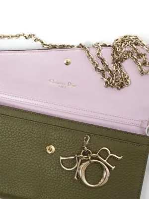 Sac LADY DIOR Wallet on chain en cuir vert et chaine argent Prix boutique €1800 — photo 4