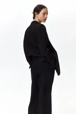 Pantalon chic en lin mélangé - Noir — photo 5