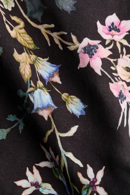 Robe en lin mélangé - Noir/fleuri — photo 4
