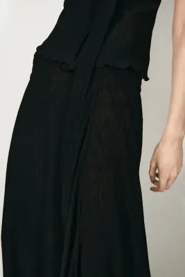 Pantalon froissé à effet croisé - Noir — photo 2