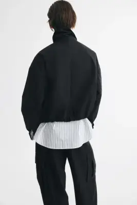 Veste à col foulard avec base à effet boule - Noir — photo 2