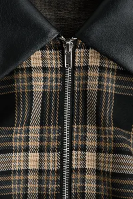 Veste avec col - Beige/carreaux — photo 5