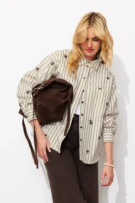 Chemise oversize rayée brodée — photo 2