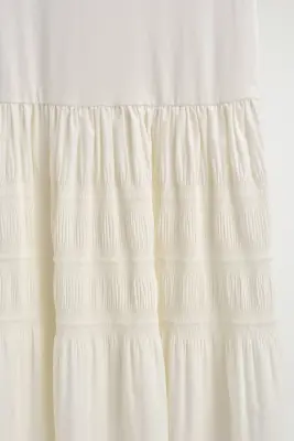 ROBE MIDI À TEXTURE CONTRASTÉE - BLANC — photo 5