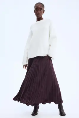 Jupe maxi plissée - Violet foncé — photo 2