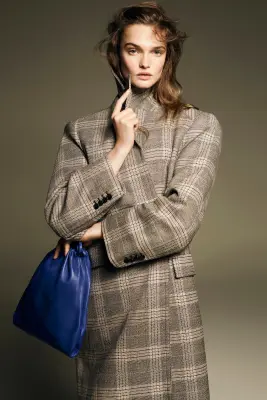 MANTEAU TAILLEUR LONG À CARREAUX - BEIGE / CARREAUX — photo 5