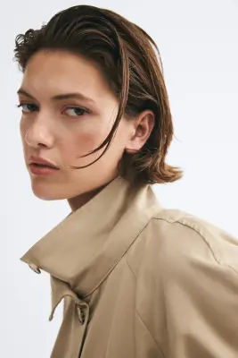 Veste oversize avec col entonnoir - Beige — photo 4