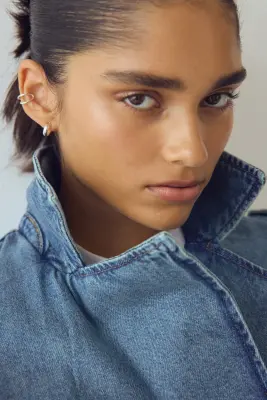 Veste en denim à fermeture croisée - Bleu denim — photo 4
