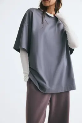 T-shirt oversize - Gris foncé — photo 3