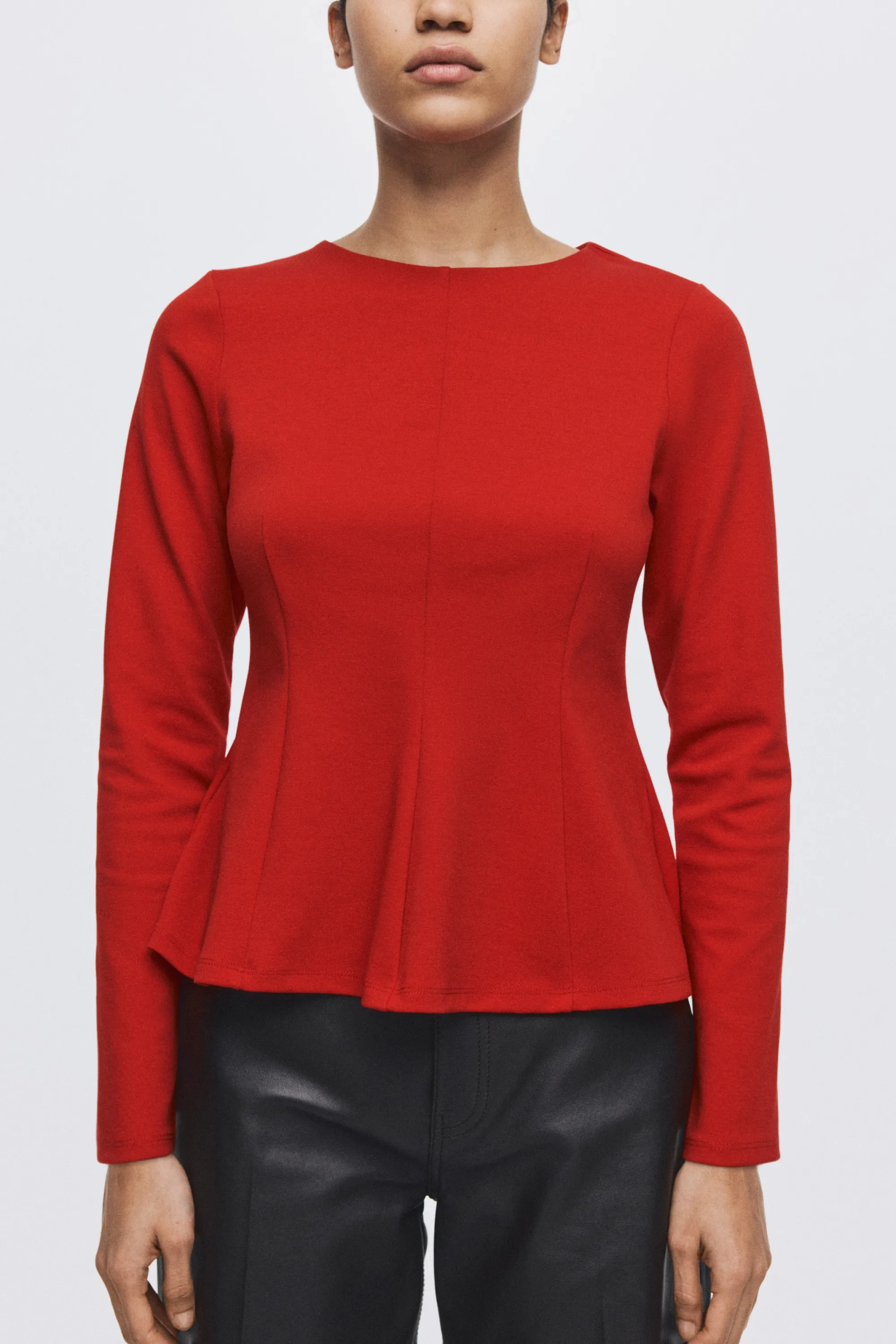 Top péplum en jersey - Rouge