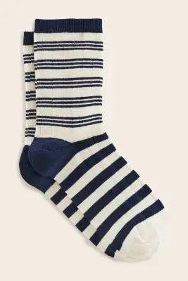 Chaussettes Ella rayures marine et écru — photo 3