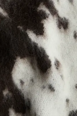 Pull en mohair mélangé avec col cheminée - Crème/imprimé peau de vache — photo 4