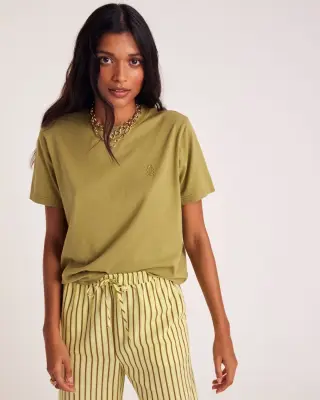 Tee-shirt Bree vert mousse brodé — photo 4