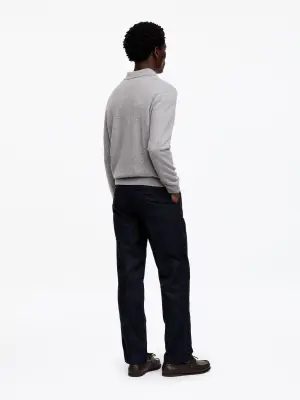 Pantalon classique en coton et lin - Dark Blue — photo 1