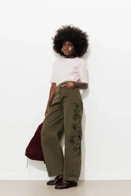 Pantalon balloon brodé Femme — photo 5
